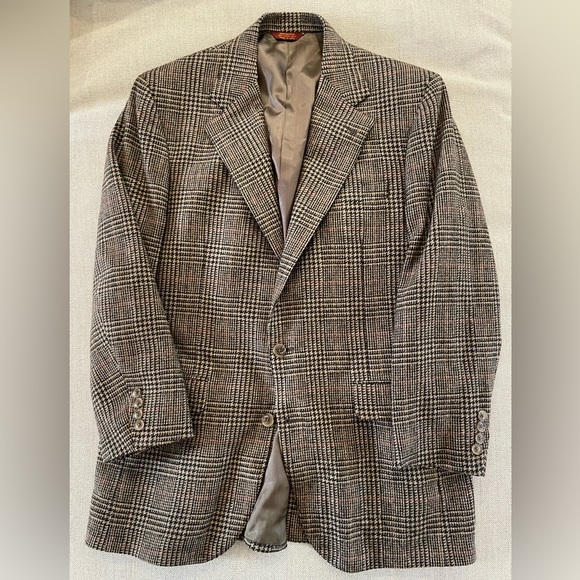 CORBIN LTD Made in USA Vintage Bold Check Print Wool Jacket in Browns Size 42 R - Picture 1 of 7